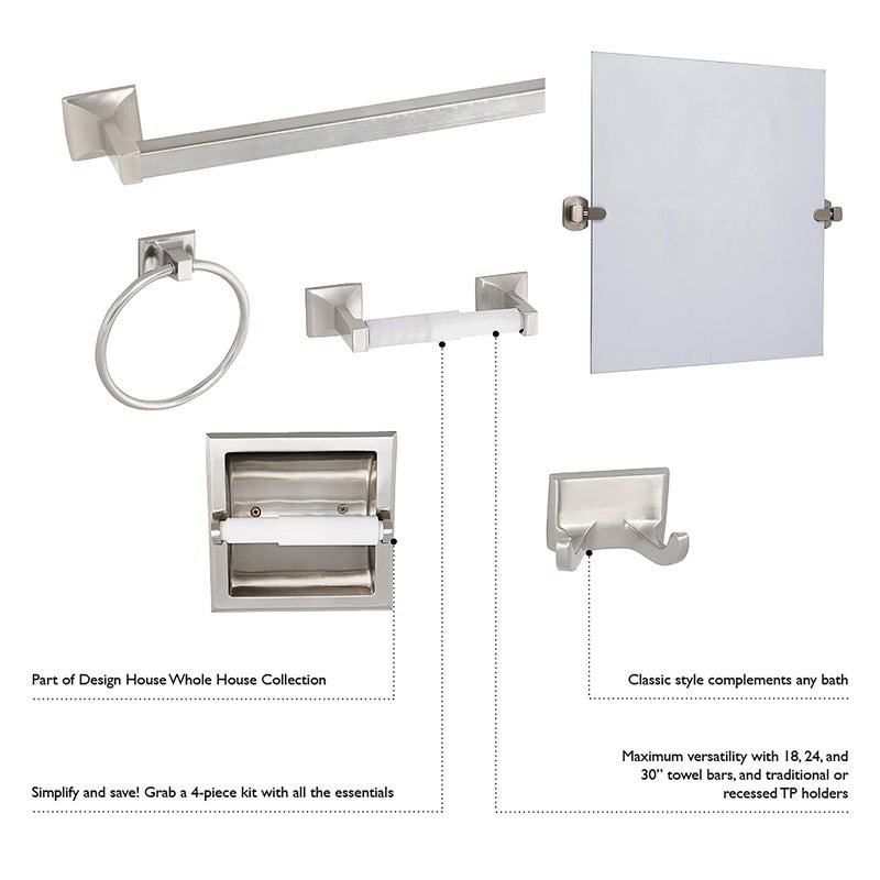 Design House Millbridge Towel Ring, Concealed Screws, Standard Wall Mount, Easy Installation, Polished Chrome, 6 in, 5.91 in L x 6.44 in W x 1.65 in H, Item 533091 - Image 5